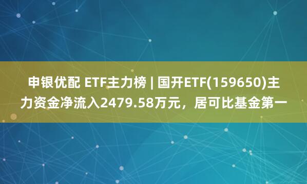申银优配 ETF主力榜 | 国开ETF(159650)主力资金净流入2479.58万元，居可比基金第一