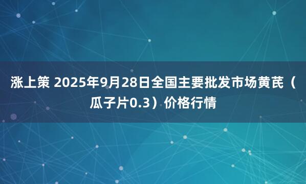 涨上策 2025年9月28日全国主要批发市场黄芪（瓜子片0.3）价格行情