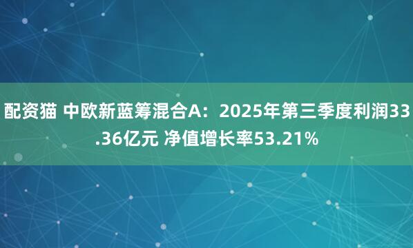 配资猫 中欧新蓝筹混合A：2025年第三季度利润33.36亿元 净值增长率53.21%